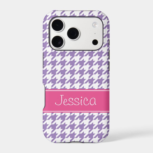 Soft Purple and Pink Houndstooth Personalized (Back)
