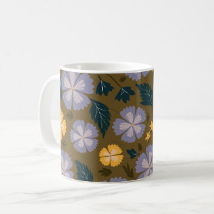 Soft Purple and Yellow Floral with green leaves Coffee Mug