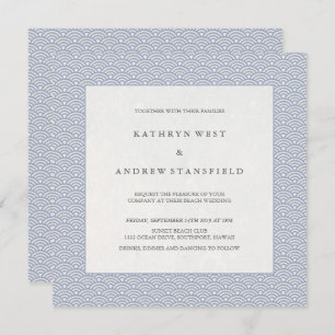 Soft Purple Blue Small Waves Elegant Beach Wedding Invitation