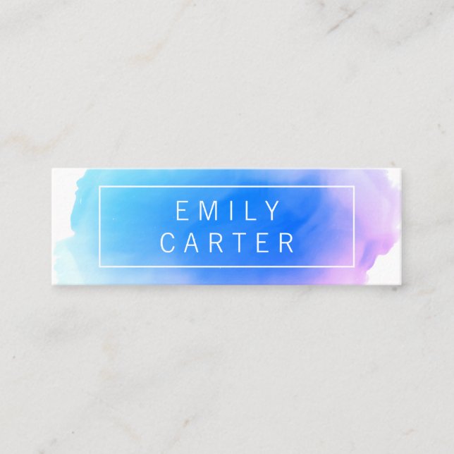 Soft Purple Blue Watercolor Mini Business Card (Front)