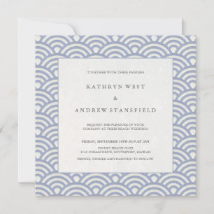 Soft Purple Blue Waves Elegant Beach Wedding Invitation