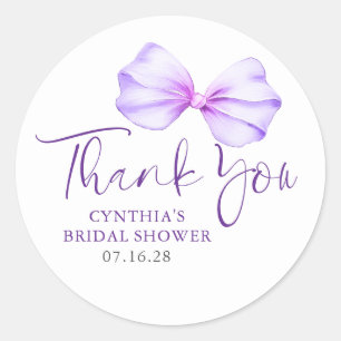 Soft Purple Bow Favours Thank You  Classic Round Sticker