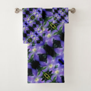 Soft Purple Clematis Flower Abstract Pattern  Bath Towel Set