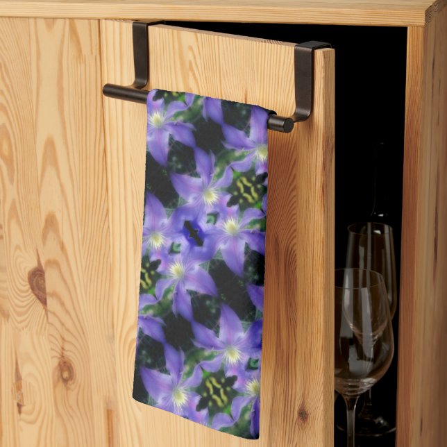 Soft Purple Clematis Flower Abstract Pattern   Kitchen Towel (Thirds Fold)
