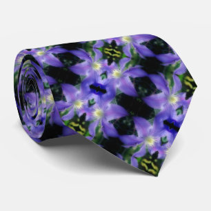 Soft Purple Clematis Flower Abstract Pattern    Tie