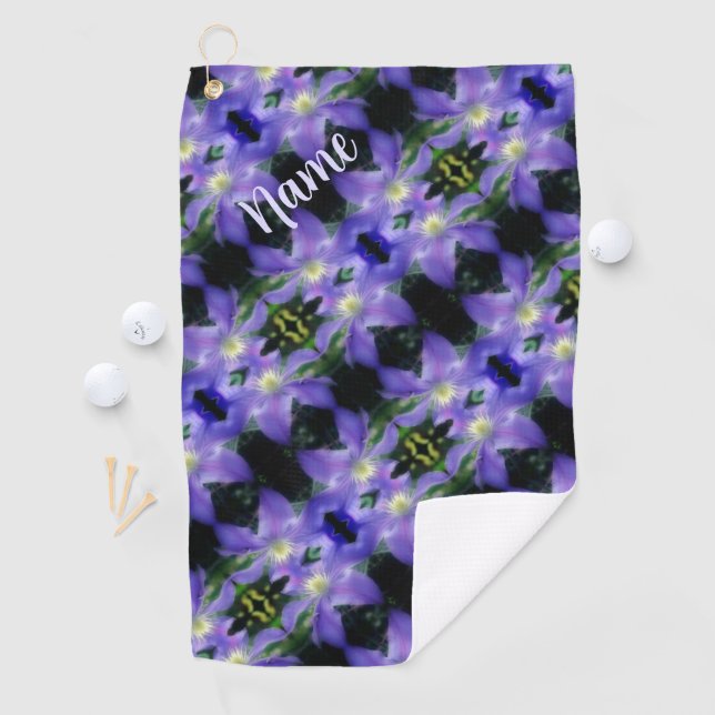 Soft Purple Clematis Flower Pattern Personalized  Golf Towel (InSitu)