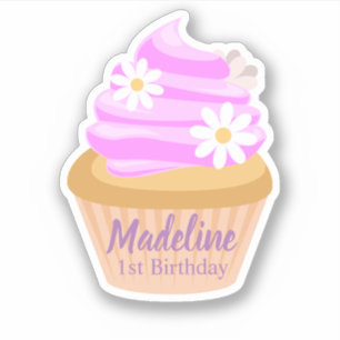 Soft purple cream cupcakes customized sticker