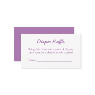 Soft Purple Diaper Raffle Minimalist Enclosure Card