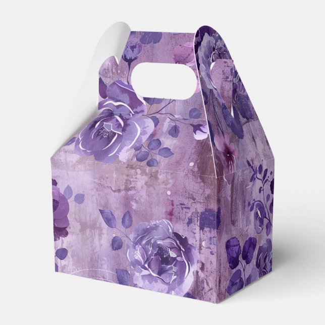 Soft Purple Floral Favor Box (Front Side)