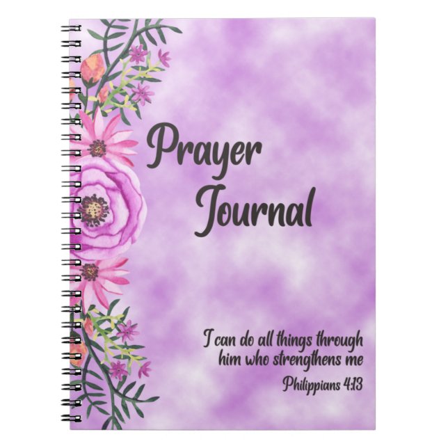 Soft purple floral prayer journal with scripture (Front)