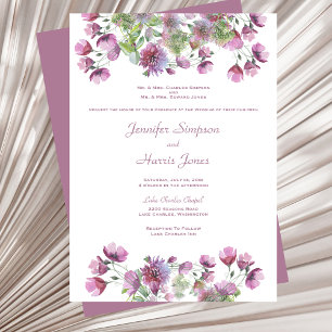 Soft Purple Floral Wedding Invitation