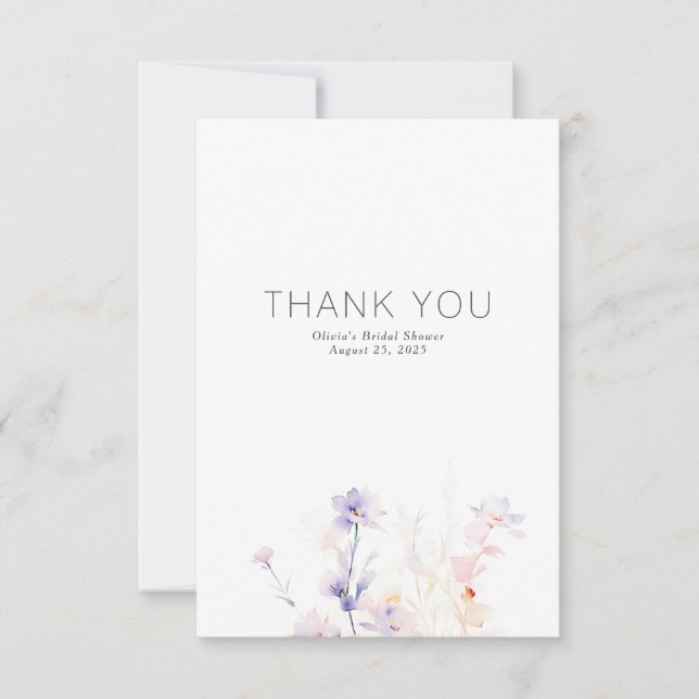 Soft Purple Flowers Minimalist Small Thank You (Front)