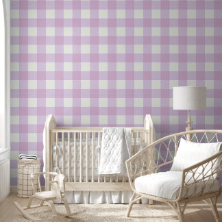 Soft Purple Gingham Check – Gentle Pastel Cottage  Wallpaper