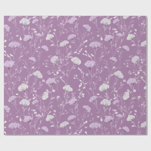 Soft Purple Lavender White Floral Pattern Wrapping Paper