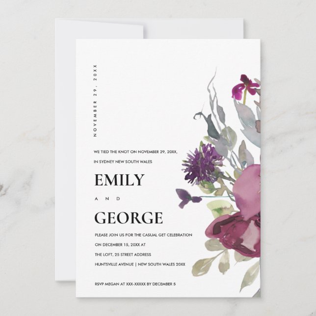 SOFT PURPLE LILAC FLORAL WE TIED THE KNOT INVITE (Front)