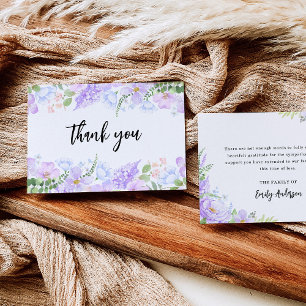Soft Purple Petals Celebration of Life Thank You Card