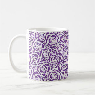 Soft Purple Rose Pattern Coffee Mug
