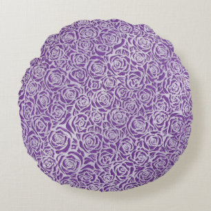 Soft Purple Rose Pattern Round Pillow