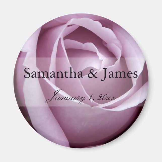 Soft Purple Rose Personal Wedding Magnet (Front)