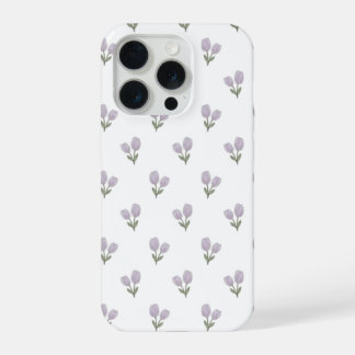 Soft Purple Tulip Pattern Minimal Aesthetic Phone iPhone 15 Pro Case