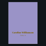 Soft Purple Typography Custom Table Place Card<br><div class="desc">Bold Soft Purple and Gold Typography Custom Table Place Card</div>