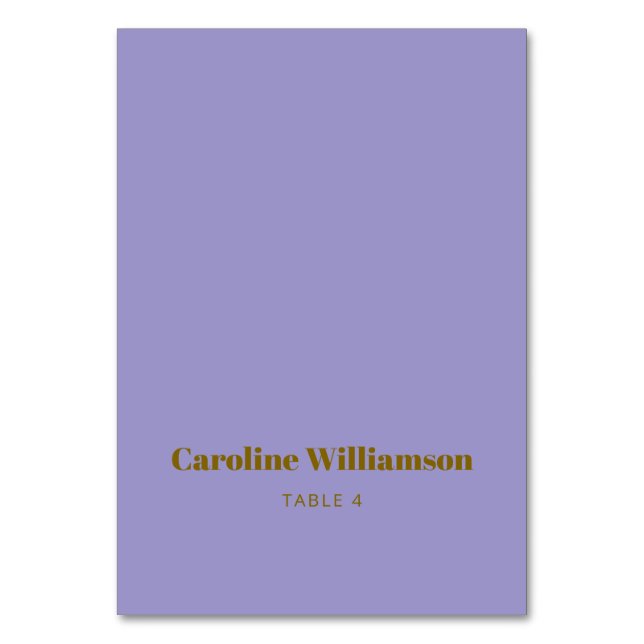 Soft Purple Typography Custom Table Place Card (Front)