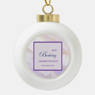 Soft Purple  Watercolor Gold Splash Elegant Ceramic Ball Christmas Ornament