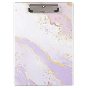 Soft Purple Watercolor Gold Splash Elegant Clipboard