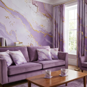 Soft Purple Watercolor Gold Splash Elegant Tile