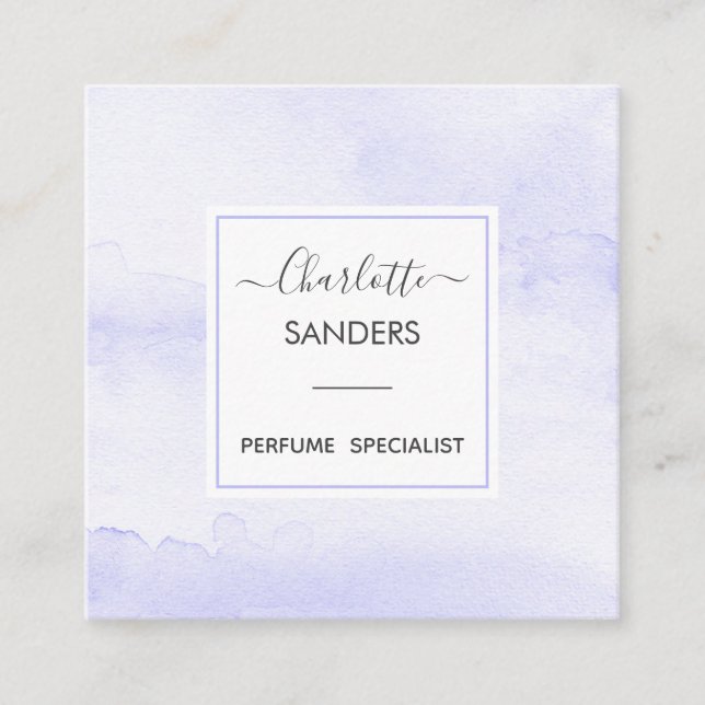 Soft purple watercolors  square business card (Front)