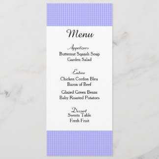 Soft Purple Wedding Menu Card
