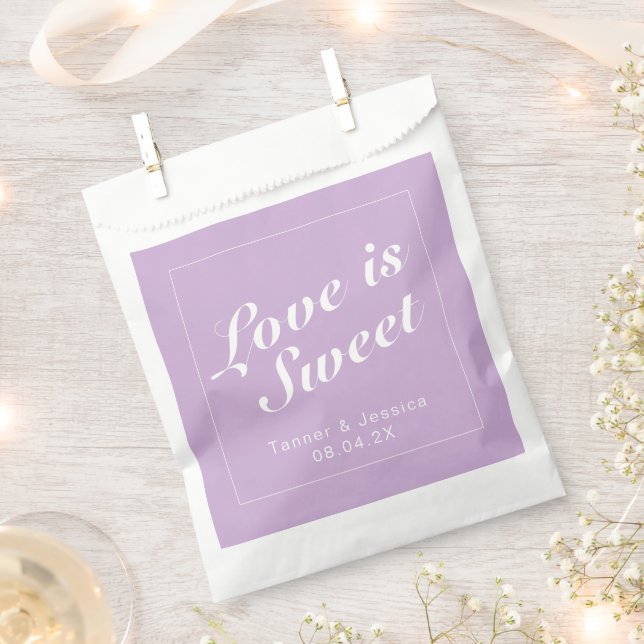 Soft Purple & White Modern Minimalist Wedding  Favour Bag (Clipped)