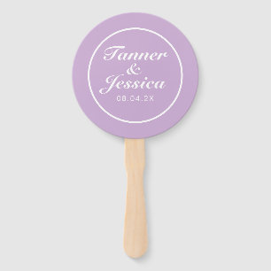 Soft Purple & White Modern Minimalist Wedding  Hand Fan