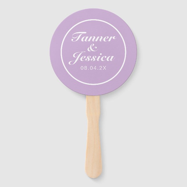 Soft Purple & White Modern Minimalist Wedding  Hand Fan (Front)