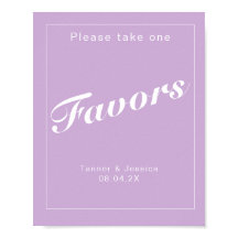 Soft Purple & White Modern Minimalist Wedding Sign