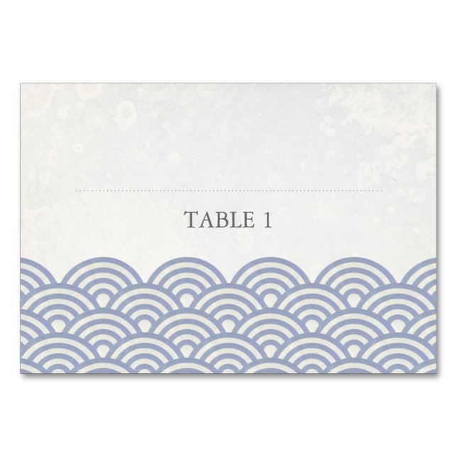 Soft Purple + White Stylized Waves Place Name Card (Front)