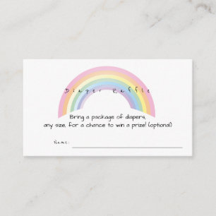 Soft rainbow baby shower Diaper Raffle Enclosure Card