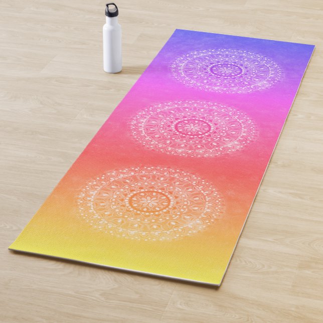Soft Rainbow Chakra Colourful Gradient Mandala Yog Yoga Mat (In Situ)