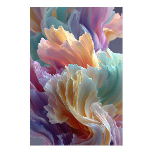 Soft Rainbow Flower Waves – Dreamy Surreal Bloom Photo Print