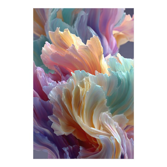 Soft Rainbow Flower Waves – Dreamy Surreal Bloom Photo Print (Front)