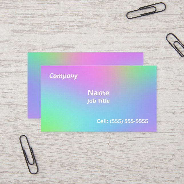 Soft Rainbow Gradient Business Cards (Front/Back In Situ)