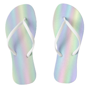 Soft Rainbow Holographic Pastel Flip Flops
