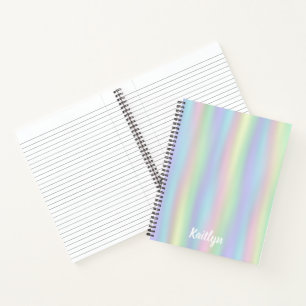 Soft Rainbow Holographic   Personalized Spiral Notebook