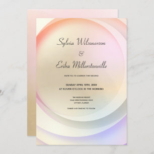 Soft Rainbow Pastel Circular Wedding Invitation