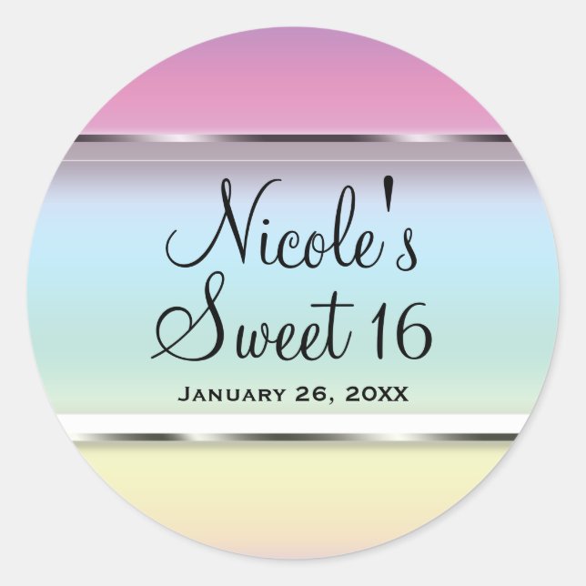 Soft Rainbow Pastel Pearl Wedding Party Favour Classic Round Sticker (Front)