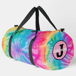 Soft Rainbow Tie Dye Monogram Personalized Kit Duffle Bag