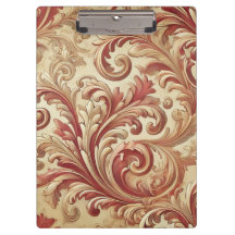 Soft Red and Gold Damask Pattern