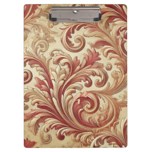 Soft Red and Gold Damask Pattern Clipboard