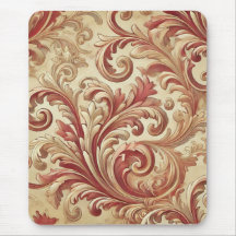 Soft Red and Gold Damask Pattern