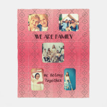 Soft Red Retro Geometric Design  Fleece Blanket